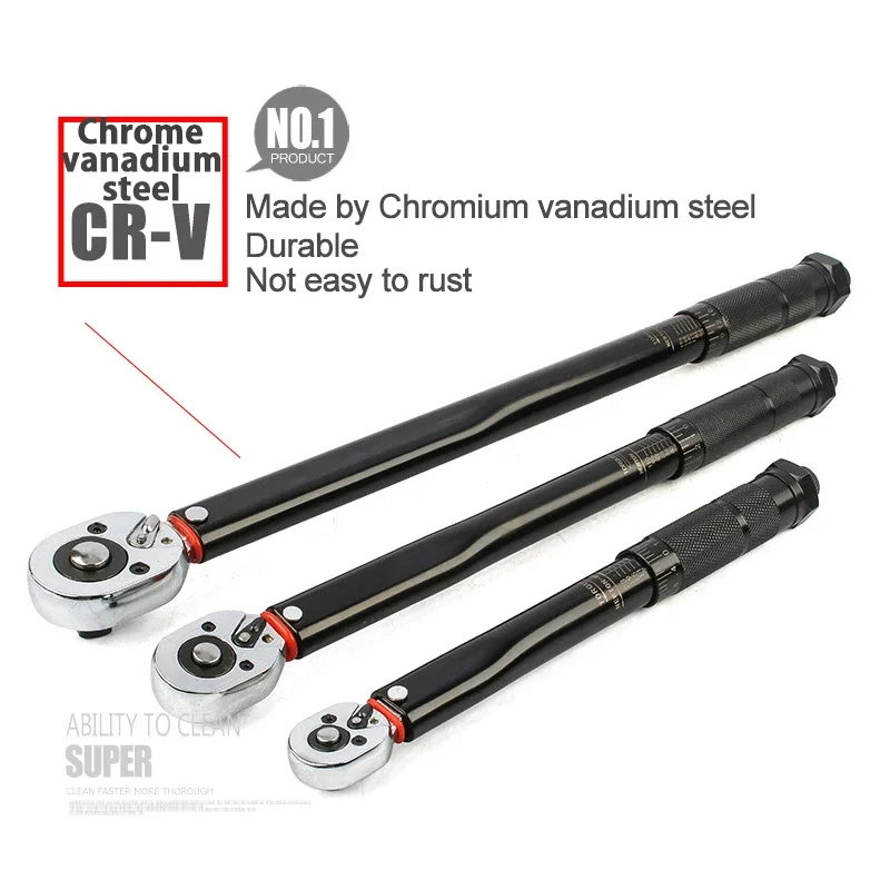 5-210N.m Torque Wrench 1/2'' 3/8'' 1/4'' Square Drive Preset Bicycle Torques Key Two-way Ratchet Car Bike Automotive Hand Tools