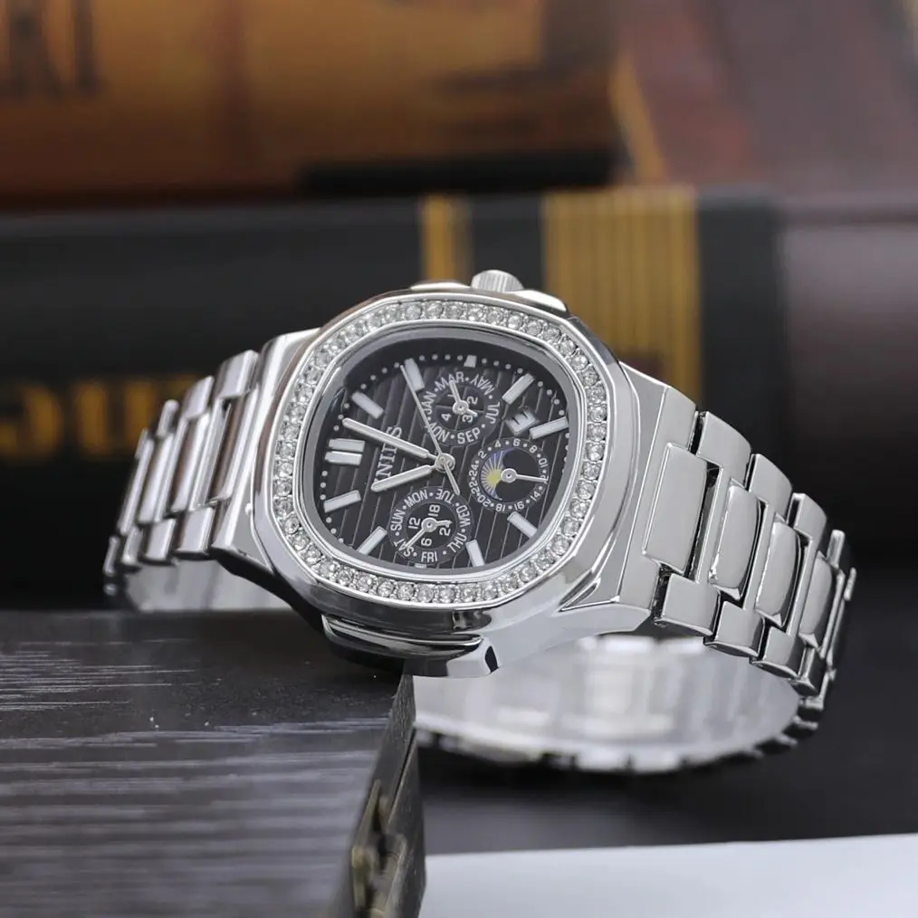 Reloj de cuarzo cuadrado para hombre de negocios de la serie Nautilus, moda de lujo de alta gama, informal, simple, fresco, versátil, guapo, calendario luminoso resistente al agua, el mejor regalo para él