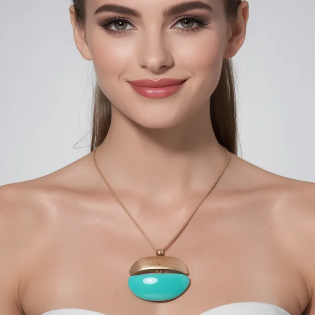 Collar con colgante ovalado de turquesa vintage para mujer
