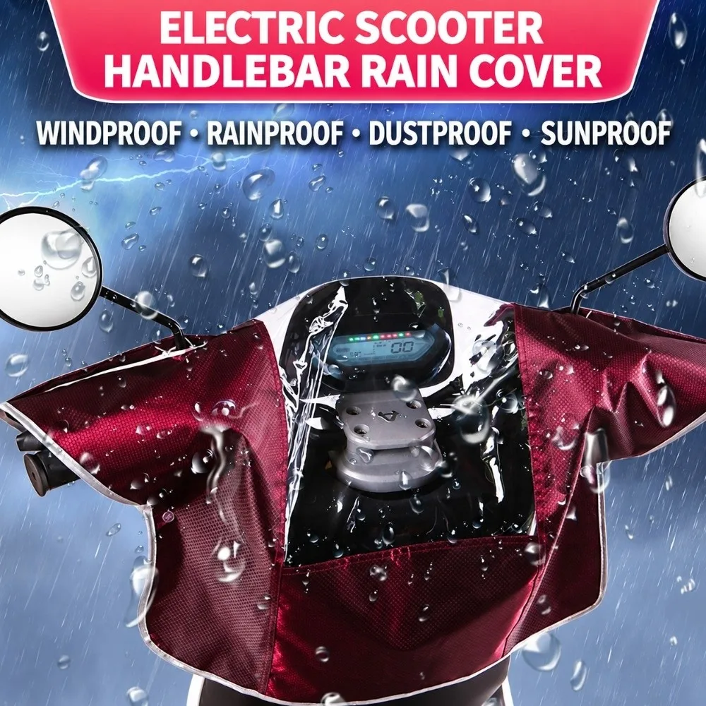 Waterproof Motorcycle Head Cover Clear Window Oxford Cloth Electric Motorcycle Cover Dustproof Electric Vehicle Handlebar Cover