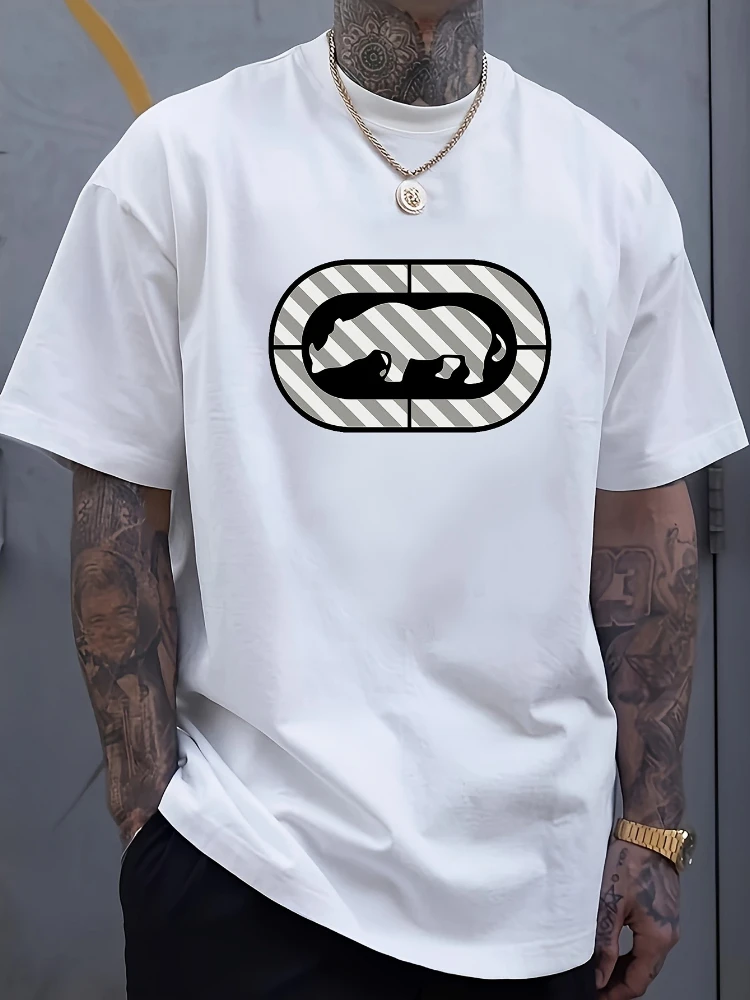 

Rhino Graphic Print, Round Neck And Short Sleeves100% cotton Summer Machine Washable, Suitable For All Seasons.