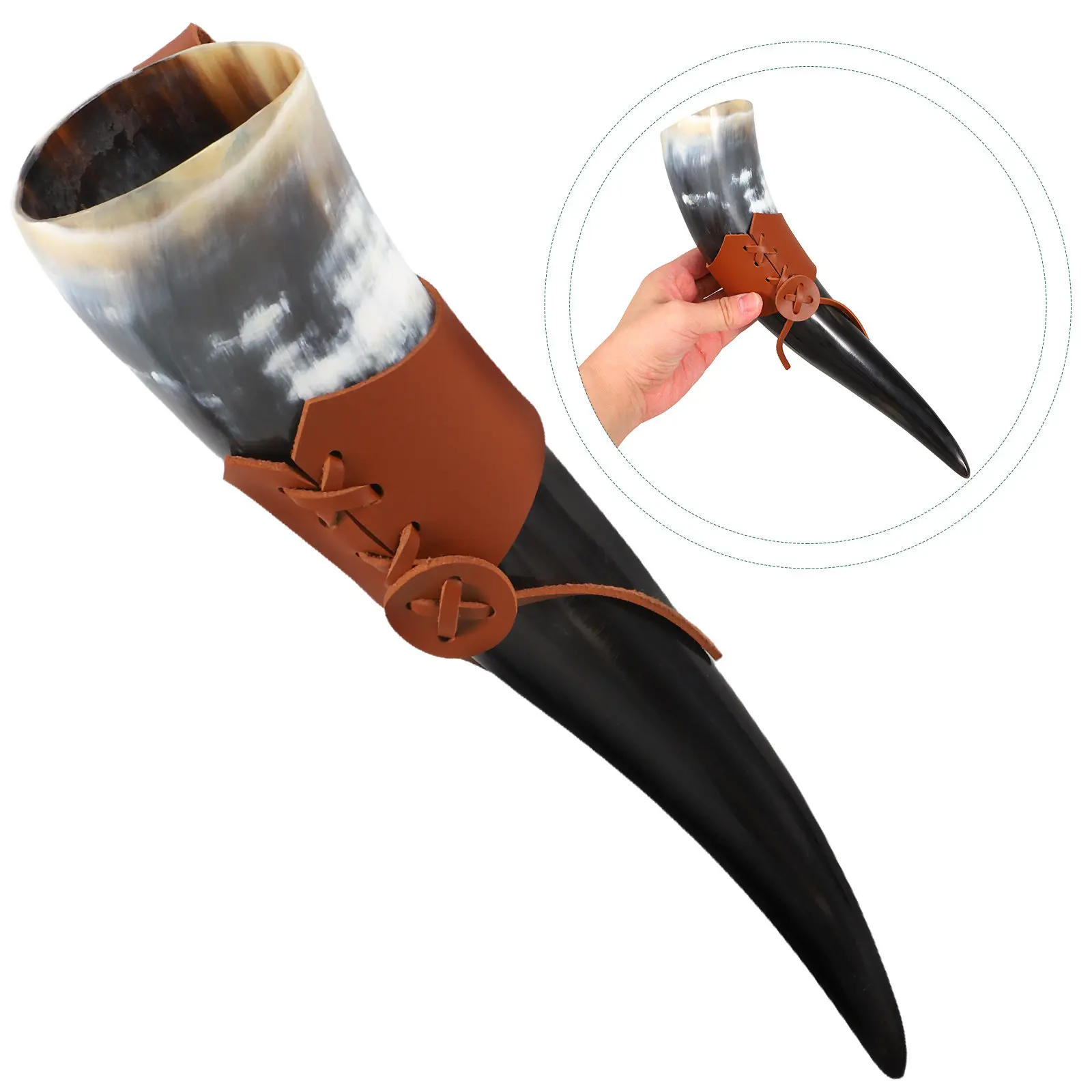 

Medieval Style Horn Mug Drinking Horns Cups Inspired Viking Wine with Holder for