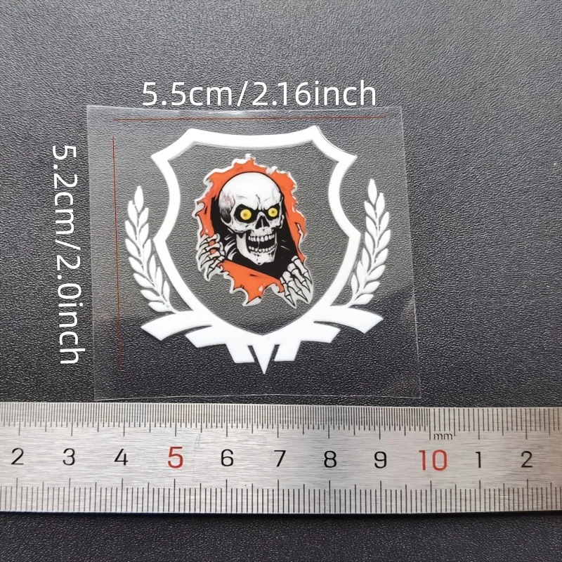 Skull Shield Waterproof Vinyl Stickers (2Pcs/Set), Decals for Car Interior Knob & Motorcycle Exterior Decor