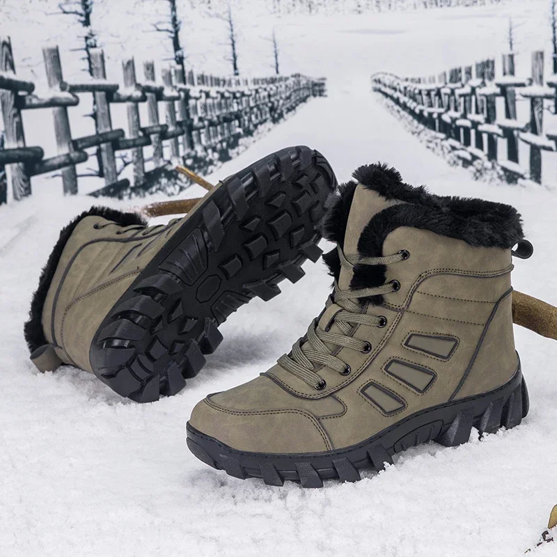 Snow boots for men winter with wool thickening warm waterproof non-slip Russian cotton shoes large size