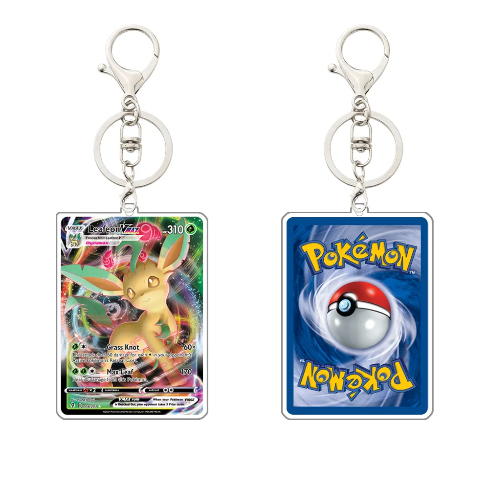 Pokemon Eevee Vaporeon Sylveon Flareon Jolteon Glaceon Espeon Leafeon Umbreon V Max Acrylic Game Card Keychain Pendant