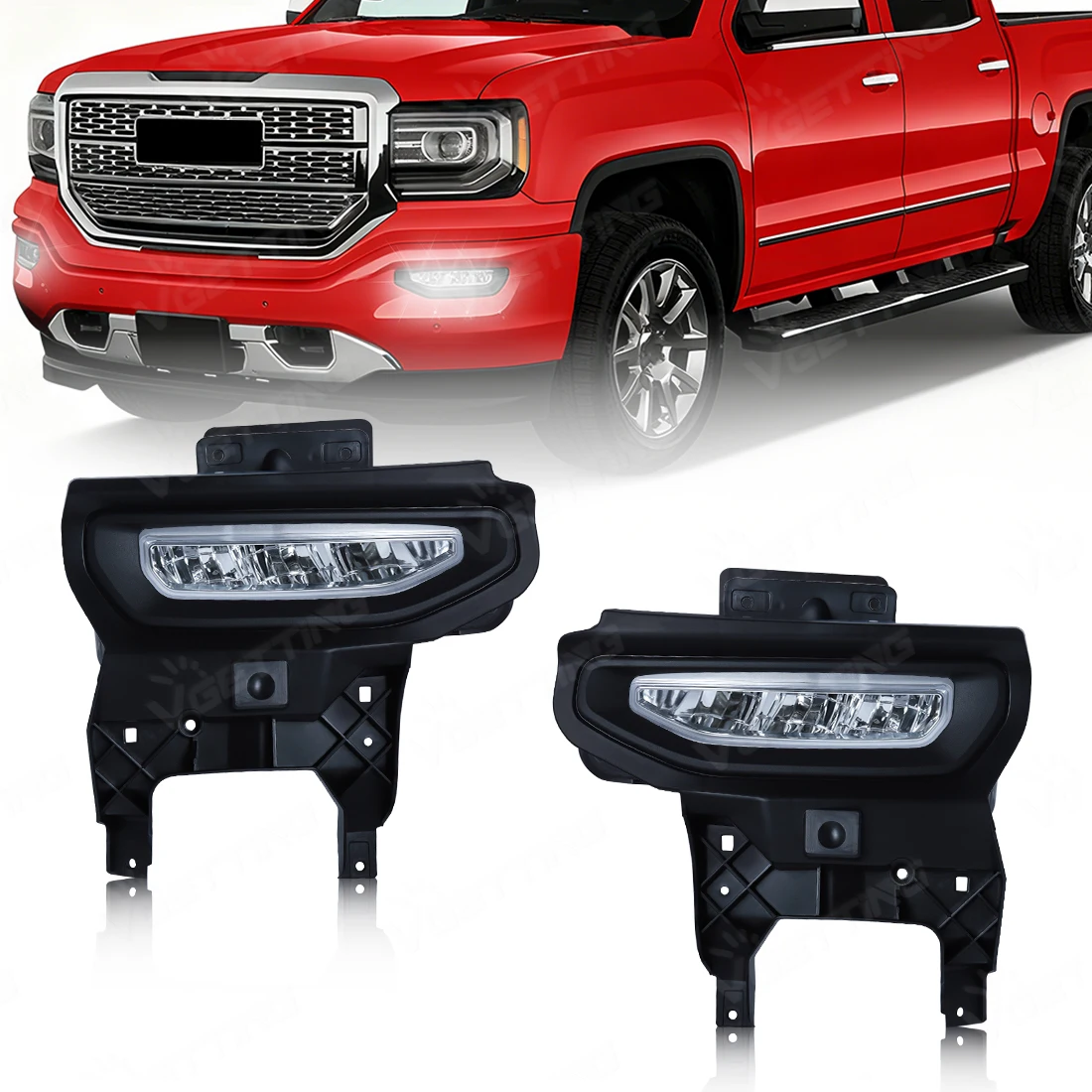 

For GMC Sierra 1500 2016 2017 2018 LED Front Bumper Fog Lights White Daytime Running Light Fog Lamp With Cover Switch Car Parts