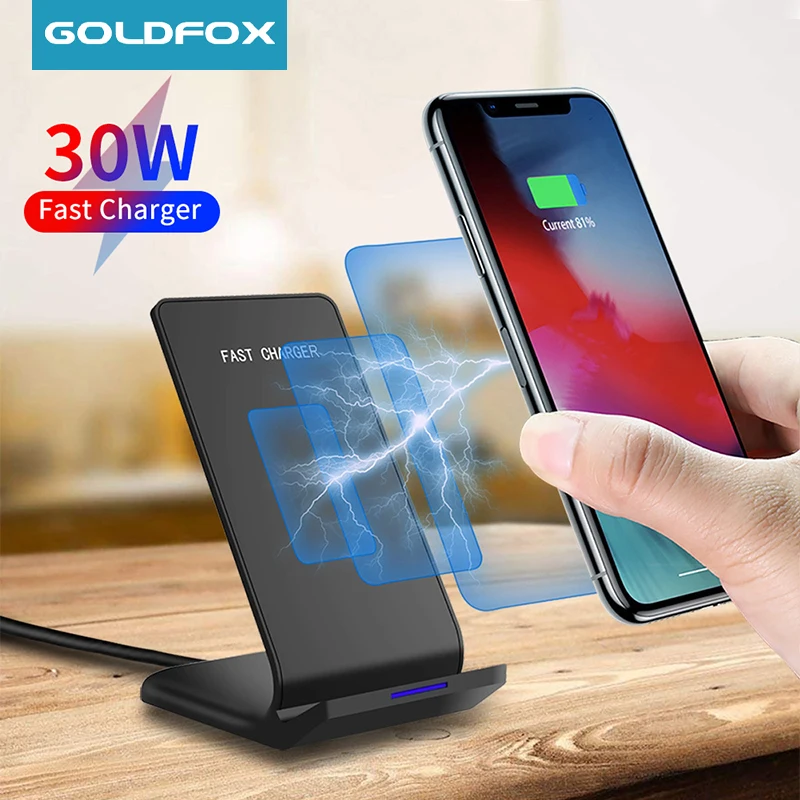 30W Qi Wireless Charger Stand Fast Charging Dock Station For Samsung S20 S10 Xiaomi iPhone 12 11 Pro X XS Max XR 8 Phone Holder