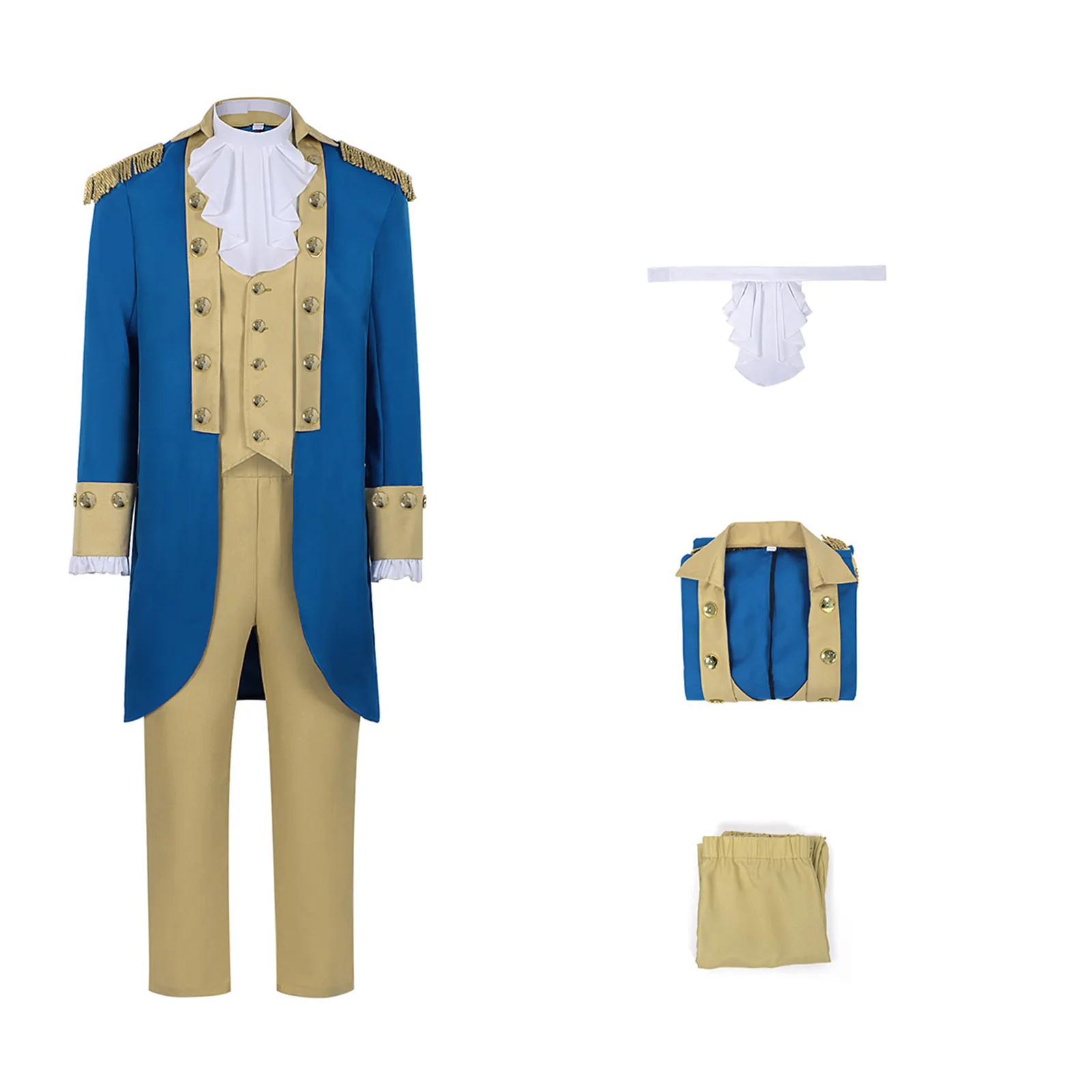 

18th Century Alexander Hamilton Officer Costume Musical Stage Men's Retro Army Jacket Uniform President Military Coat Halloween