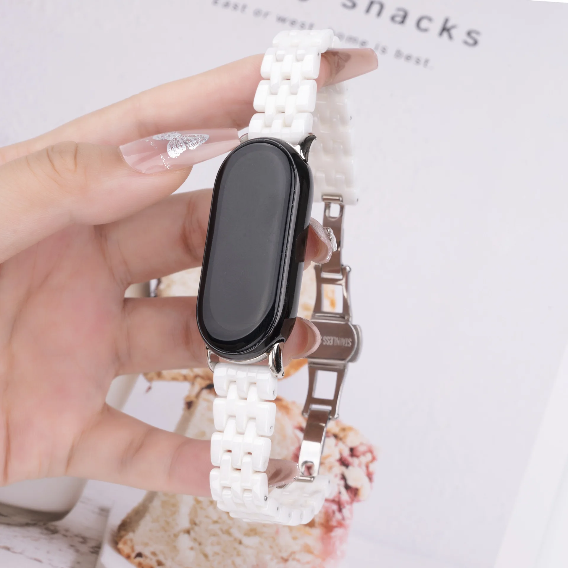 Ceramic Band For Xiaomi Band 9 8 Smart Watchband butterfly buckle Replacement Bracelet for Xiaomi Mi Band 8 9 Strap Accessories