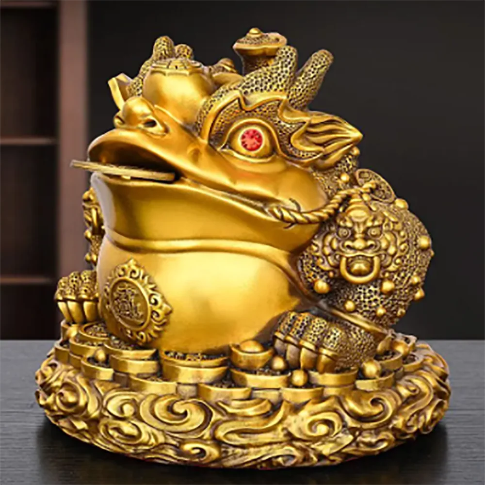 Wealrh Fengshui Ruyi Gold Toad All Copper Three Legged Gold Toad Home Living Room Tv Cabinet Wine Cabinet Decor Gifts Ornaments