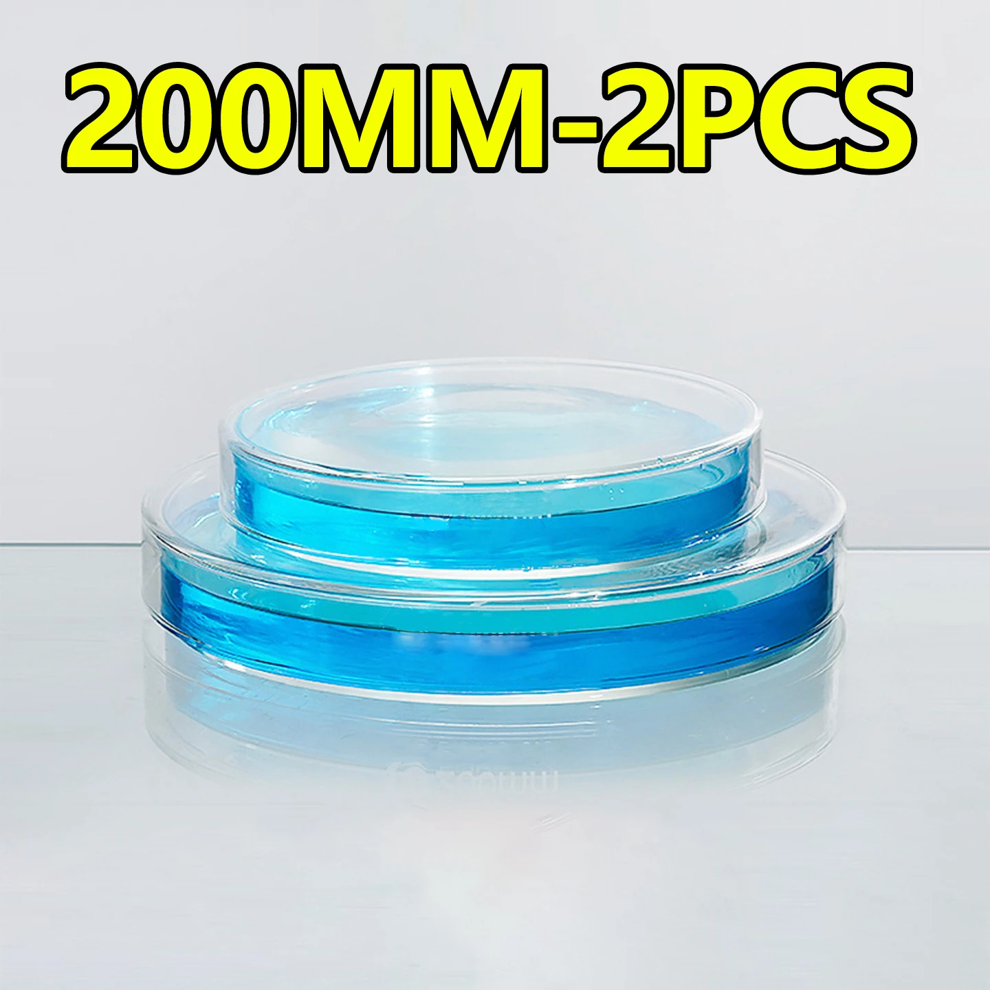 2 glass petri dishes for cell bacteria 200mm flat-bottomed vessels High borosilicate glass High temperature resistant