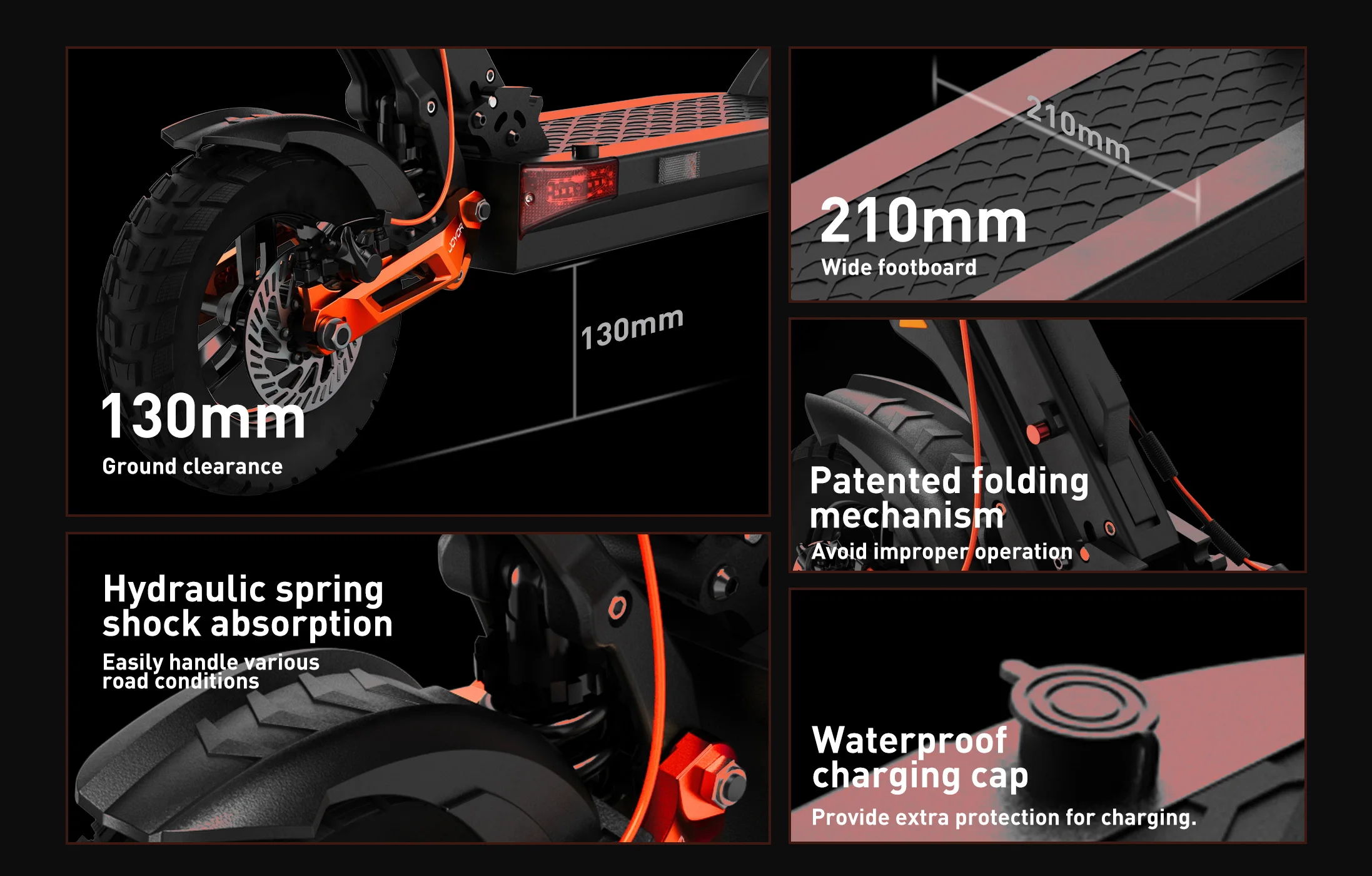 JOYOR T6 Elektroroller für Erwachsene, 48V18AH Akku, E-Mountain-Scooter, 10-Zoll-Offroad-Reifen, faltbarer E-Scooter – Detail 17