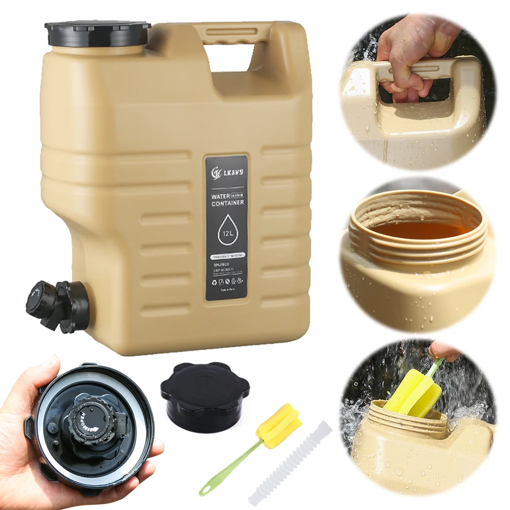 12L Water Storage Container Leak-Proof Drinking Water Bucket Large Capacity Water Container Jug for Vehicle Car Camping