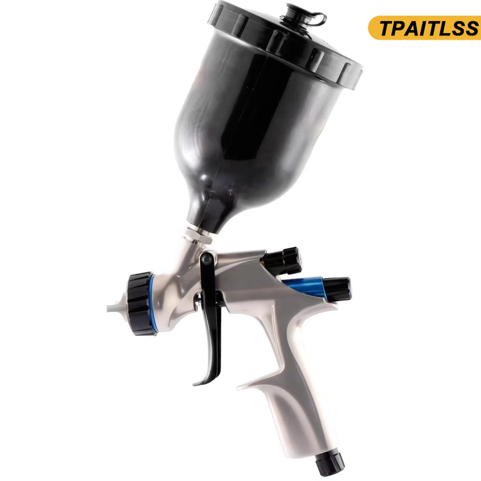 600 Ml Cup Spray Gun DV-C+ /1.3MM Tip Black Silver DIY Industrial-grade Pressure-fed Pneumatic Painting for Automobiles.