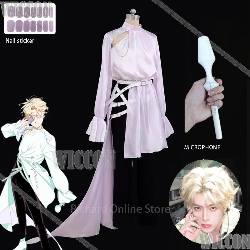 Luka Anime Alien Stage Cosplay Costume Prop Microphone Wig Top Pant Idol RolePlay Suit Men Fancy Halloween Carnival Customized