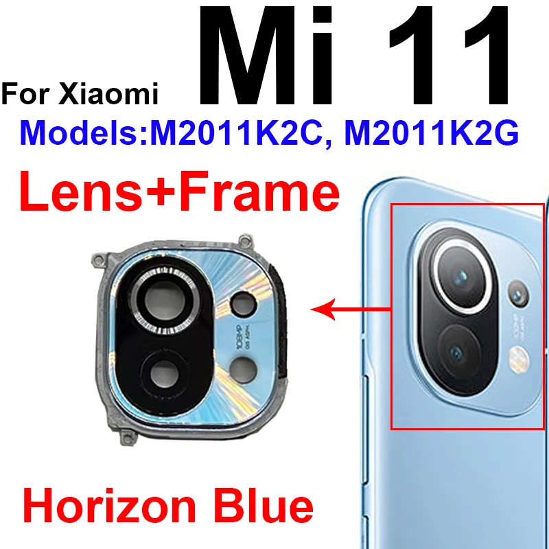 For Xiaomi Mi 11 Rear Camera Lens Frame with Flash Light Flex Cable Back Camera Lens Glass Cover Flashlight Flex Ribbon Parts