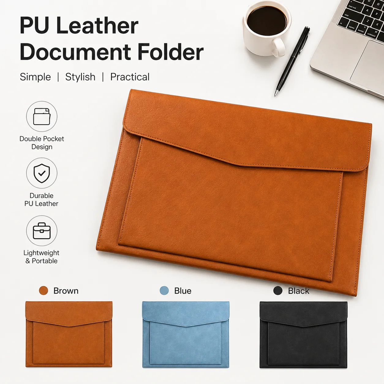 Large Capacity A4 File Folder Organizer with Double-Layer Laptop Protective Sleeve Storage Bag