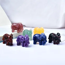 1PC Elephant Natural Stone Carving, Desktop Decoration, Home Decor, Animal Statue Crystal Gift