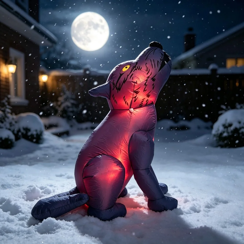3FT Halloween Inflatable Howling Wolf, Blow‑up Werewolf with Red LED Lights, Yard Decoration for Indoor Outdoor Spooky Holiday