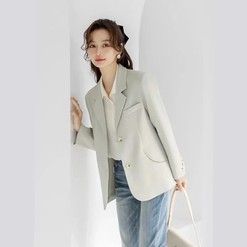 

Новые короткие женские пиджаки 2024, весенний пиджак, корейские короткие пальто с зубцами, однобортный темпераментный маленький пиджак, женский топ