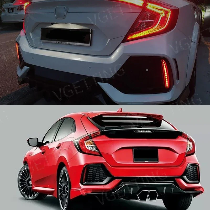 LED Rear Bumper Light For Honda Civic Hatchback TYPE-R 2016 2017 2018 2019 2020 Rear Brake Light Fog Lamp Car Accessories 12V view 6