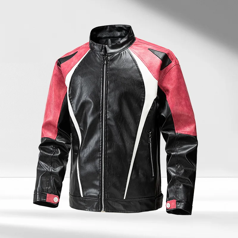 Veste de motard en cuir PU pour hommes, vestes de moto vintage, vêtements de rue décontractés minces, haut hip hop, vêtements d'automne et d'hiver