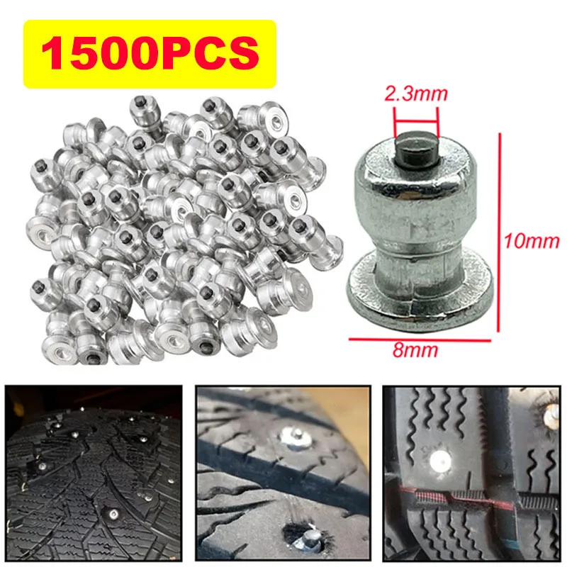 1500Pcs 8x10mm Winter Wheel Lugs Car Tires Studs Screw Snow Spikes Wheel Tyre Snow Chain Studs For Shoes ATV Car Motorcycle Tire