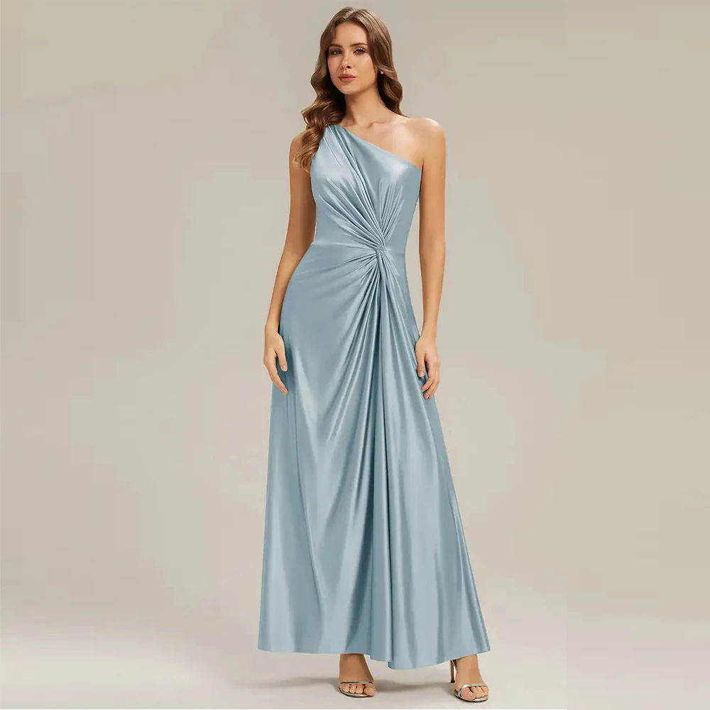 

BAZIIINGAAA Evening Dress Sleeveless A-Line High Stretch Asymmetrical Floor Length Dress with Thigh-High Slit Evening Dresses