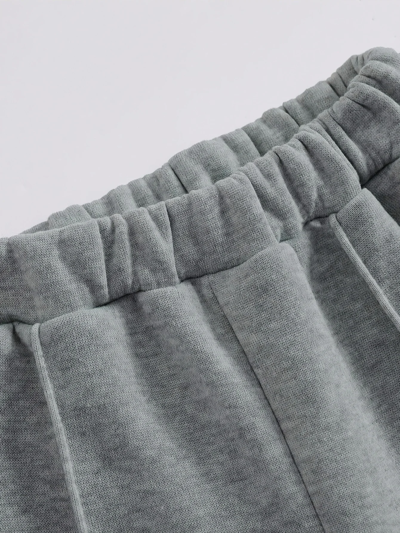 Mädchen 2-teiliges Sport-Casual-Set (Frühling/Herbst): Jacke in Melange-Grau mit Reißverschluss + lässige Hose mit weitem Bein und mittiger Naht – Detail 6