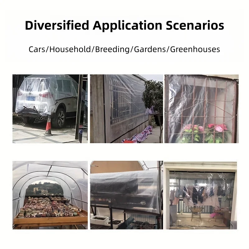 두꺼운 투명 방수 PE 필름 방수포 야외 비 덮개 캠핑 차량 보호 발코니 정원 식물 보호막