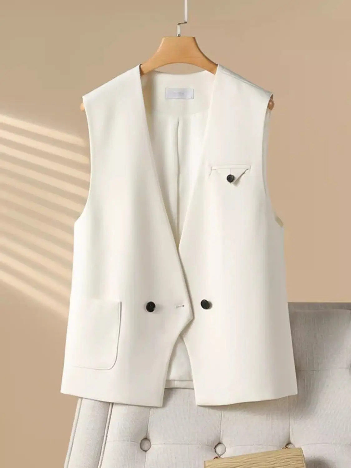 Spring And Autumn Style Suit Vest Fashion Korean Version Loose Casual V-neck Versatile Vest Shoulder Jacket