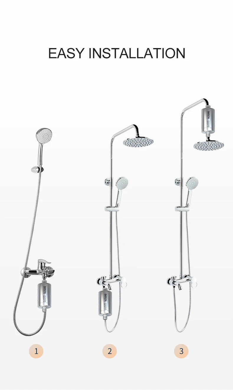 Large Flow Shower Chlorine Removing Filter for Bathroom 4 Stages Filtration Shower Head Shower Faucet Filter