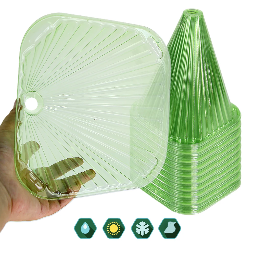 10-50PC Garden Green Cloches Succulants Flower Pot Cover Reusable Plastic Greenhouse Garden Cloche Frost Guard Freeze Protection