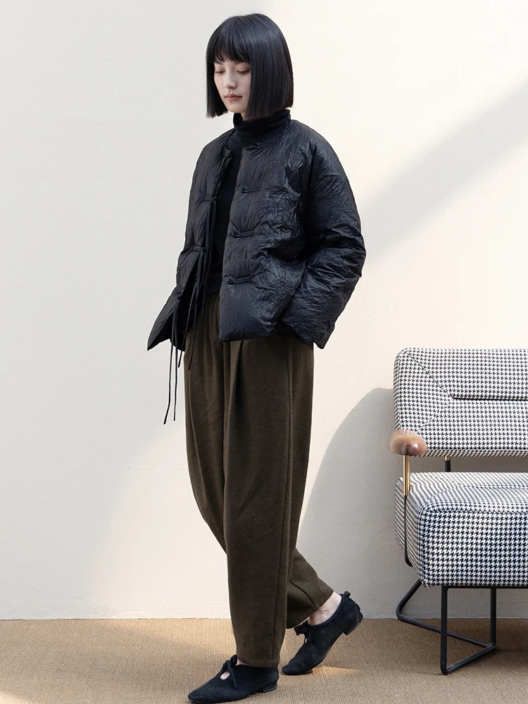 

Новая коллекция Le: Зимняя куртка из белого гусиного пуха 95% с одной пуговицей, ярко-черная, в китайском стиле, для повседневной носки