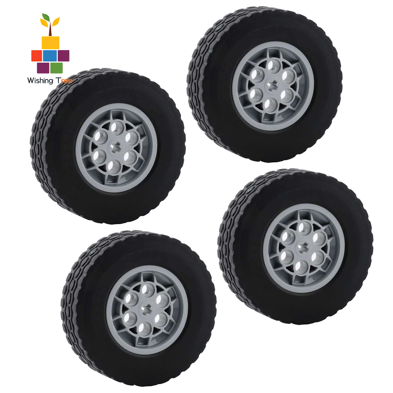 Black MOC Building Blocks Car Chassis with 62.4x20mm Tires for Motorized Vehicle Models - Ideal for Creative Engineering Enthusi