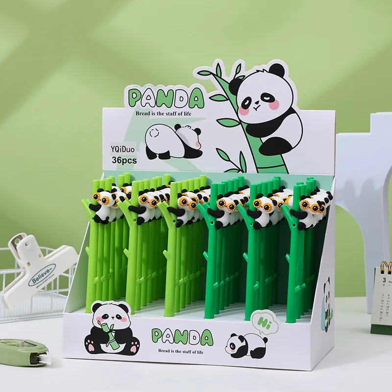 

36pcs/lot Kawaii Panda Press Gel Pen Cute 0.5mm Black Ink Signature Pens Promotional Gift Office School Supplies