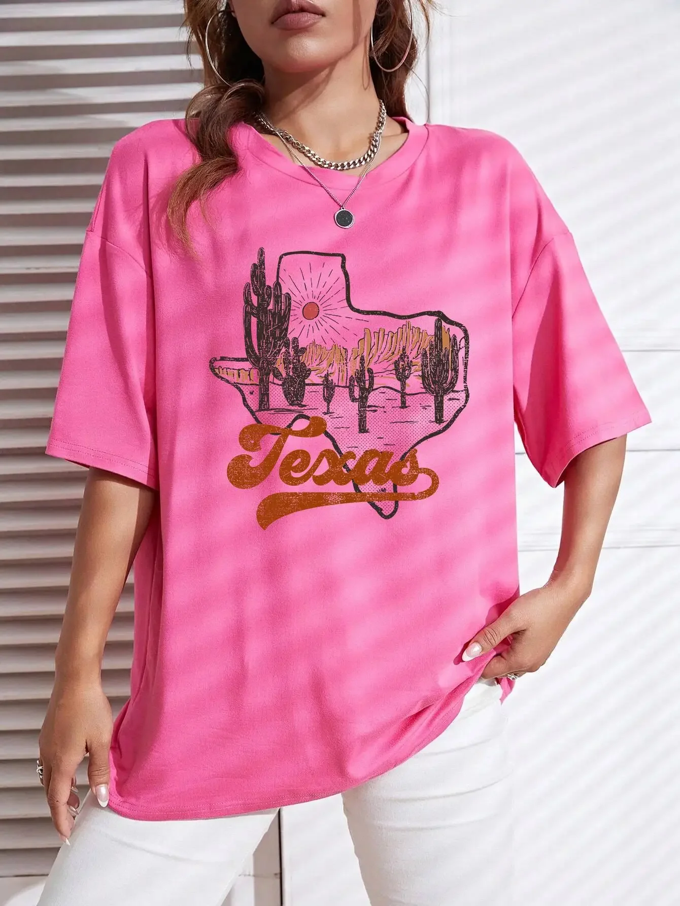 Casual Sport Cool T Shirt Texas Print Crew Neck T-Shirt Women T Shirt Summer Breathable T-shirt Street Tees Casual Clothing