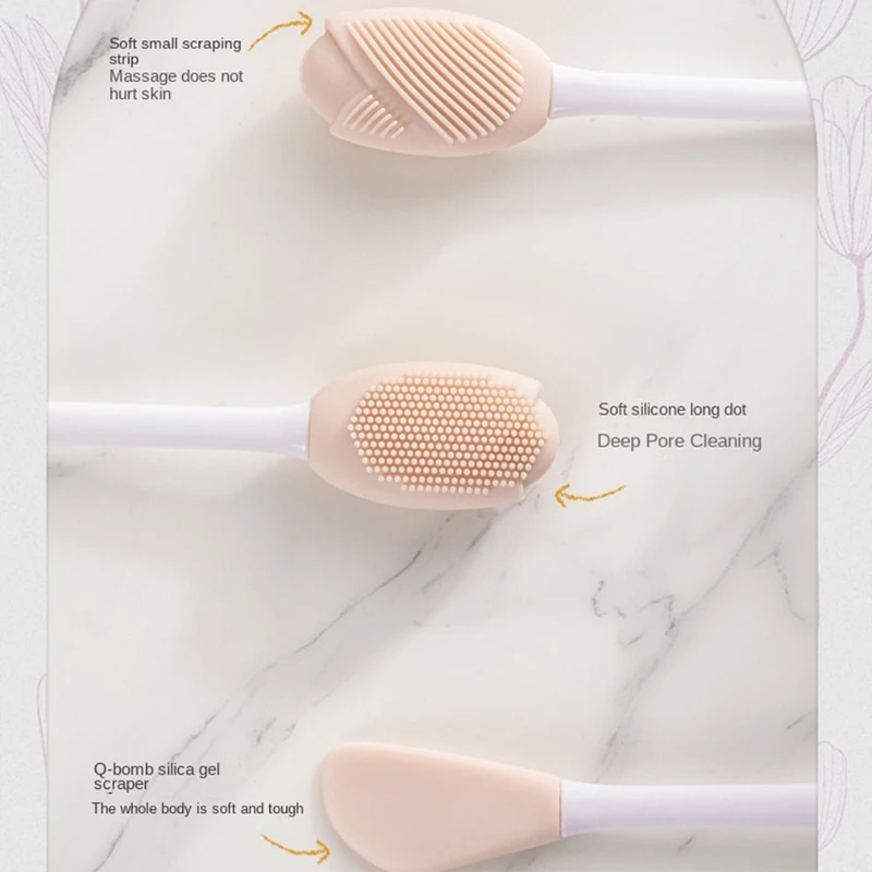 4pcs/set Silicone Mask Brushes Bowl Measuring Cup DIY Powder Seaweed Mask Tools Handle Multi-function Brush Face Mud Mixing