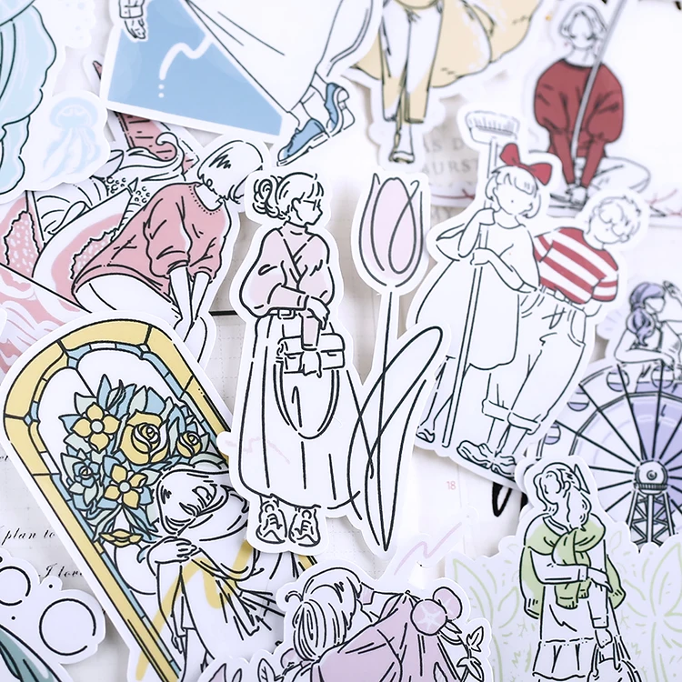 

Cloud Window Girl Stickers Crafts And Scrapbooking stickers kids toys book Decorative sticker DIY Stationery