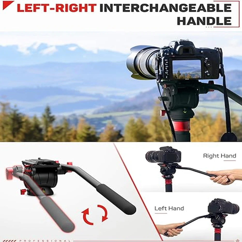 IFOOTAGE Komodo K5 Video Tripod Head Fluid Drag Pan Head for DSLR Cameras, Camcorder, Monopod and Tripods,