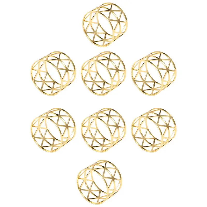 ABMI-8 Pcs Of Round Mesh Napkin Ring Holder, Table Set Suitable For Casual Or Formal Occasions And Wedding Parties,
