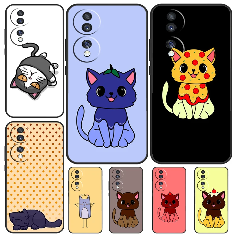 Cute Kawaii Blueberry Cat Case For Honor X9b X9a X8a X7a X6a X6 X7 X8 X9 8X 9X Honor Magic 5 Pro 50 70 90 Lite Cover