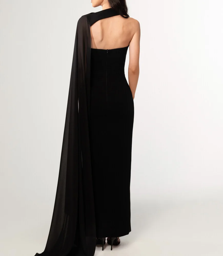 Seksowne czarne suknie wieczorowe Arabia Saudyjska Bez ramiączek, z rozcięciem z boku, długość do podłogi, z długimi sukienkami na bal