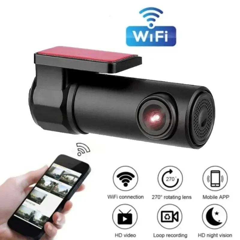 Car Camera HD1080P Dash Cam 270° Rotating Lens Dvr Mini Black Box With WiFi Dashcam App Control G-Sensor Loop Recording Parts