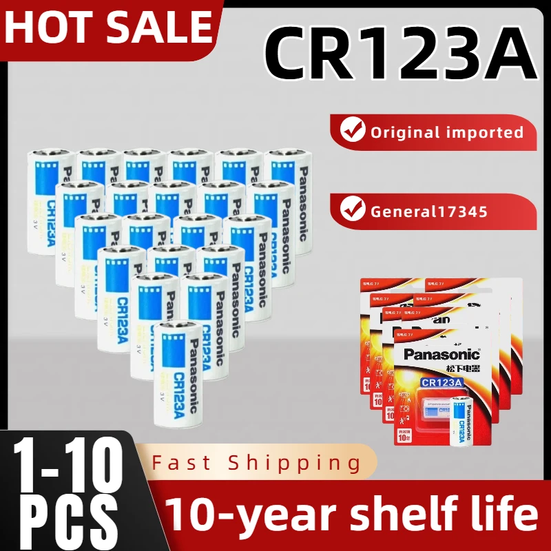1-10Pcs Original Panasonic CR123A 3V Lithium Battery CR17345 DL123A EL123A 123A For Arlo Camera