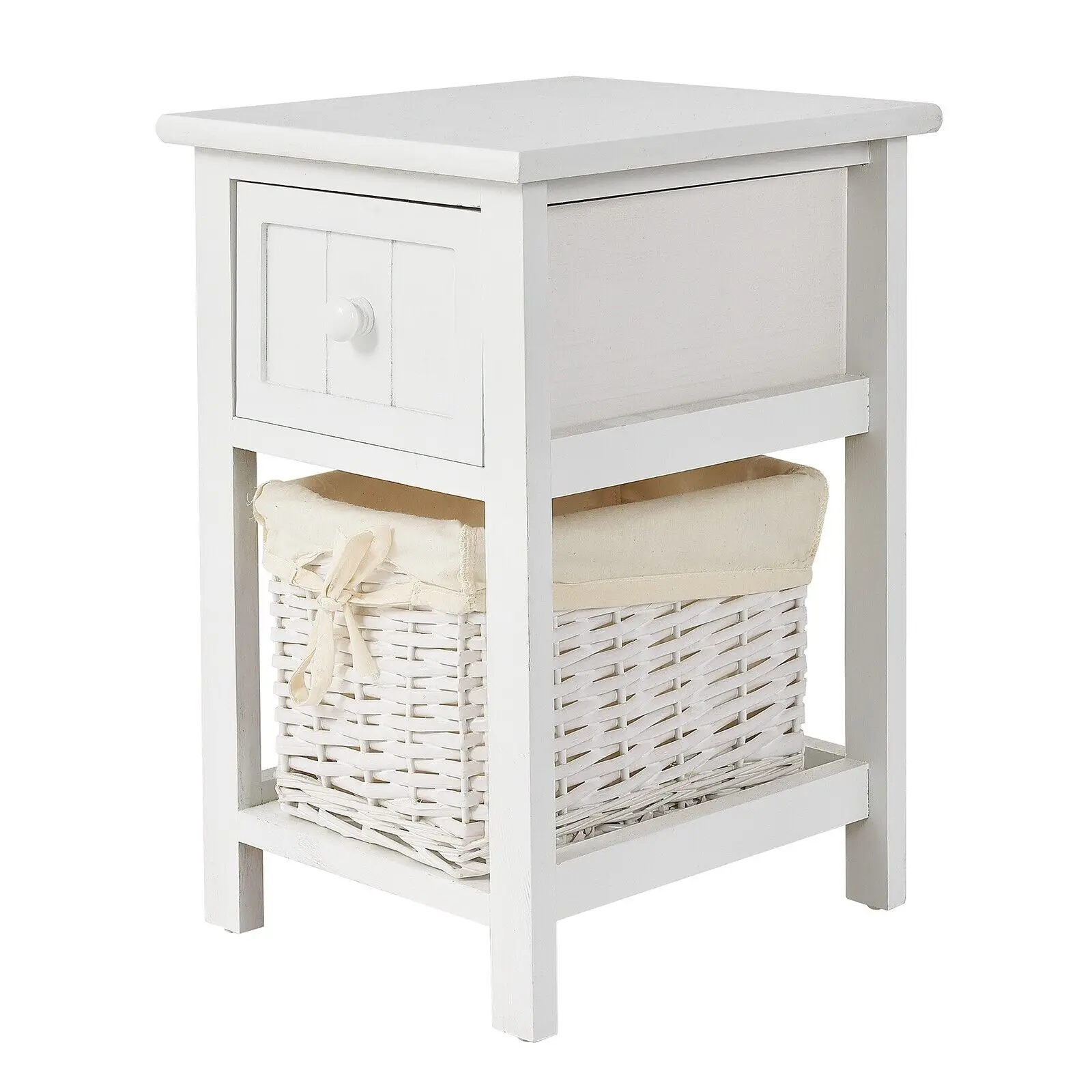 GOFLAME Chest of Drawers Side Table Beside Table Nightstand With One Removeable Baskets