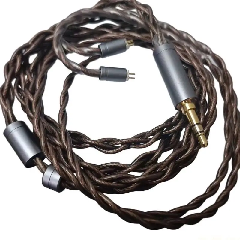 F62C 0.78pin 4Core Silver Copper Braided Earphone Cable for Improved Music Experience