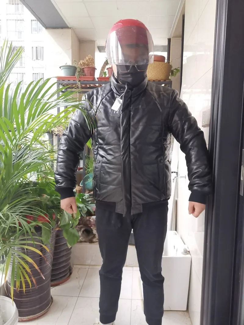 Bao Da Chính Hãng Áo Khoác Nam Xuống Cotton Lót Parkas Nam Da Cừu Thật Áo Khoác Người Slim Dày Thu Đông 2022 mới Jaqueta