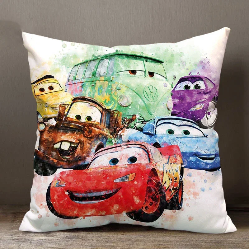 Disney Cartoon Pillowcase Cushion Cover Car Lightning McQueen Throw Pillow Case For Sofa Car Christmas Gift 40x40cm 45x45cm