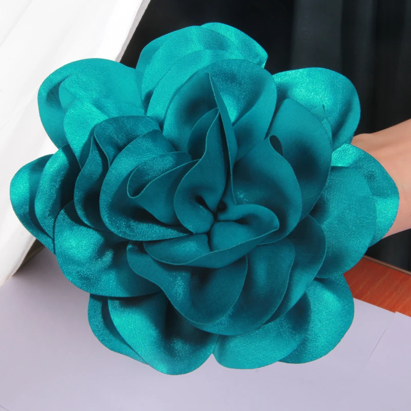 19CM Big Handmade Satin Flowers Headwear Catwalk- Stage Performance Hairpin Exaggerated Studio Photography Head Hair Accessories